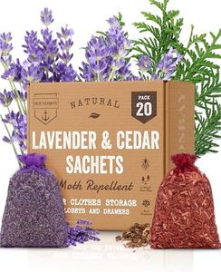 20 Pack - 10 Cedar and 10 Lavender Sachet Bags, Fully Stuffed Scented Sachets with Hanger Hooks, Perfect for Closets, Drawers, Cars, Gym Bags, or Anyplace That Needs to Smell Better