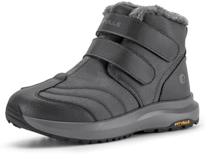 FitVille Winter Shoes Men's Warm Lined Snow Boots Waterproof Winter Boots Extra Wide Short Shaft Boots Flat Winter Outdoor Boots Non-Slip Shoes, gray, 47 EU X-Weit