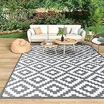 MOKANI Reversible Geometric Outdoor Rug Portable Anti-slip Plastic Straw Carpet Mat UV Resistant Waterproof Indoor Area Rugs for Garden, Patio, Deck, Beach, Picnic, Backyard (120x180cm)