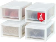 IRIS USA 6 Quart Compact Stackable Plastic Storage Drawer, 4 Pack, White