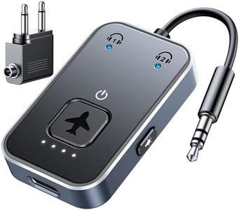 ISEYOU Airplane Bluetooth Adapter, Bluetooth Headphone Adapter with 3.5mm AUX for Up to 2 AirPods, Low Latency Bluetooth Transmitter for TV, Airplane, Computer, MP3, and Gym