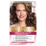 L'Oréal Paris Excellence Crème Permanent Hair Dye, Radiant At-Home Hair Colour with up to 100% Grey Coverage, Pro-Keratin, Up to 8 Weeks of Colour, 6 Natural Light Brown