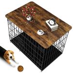 Hoyula Dog Crate Topper Wood 42 Inch Dog Crate Topper Collapsible Dog Kennel Topper for Decorative Dog Crate, Suitable for 42 Inch Wire Dog Crate (Furniture Style, Brown)