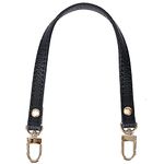 VanEnjoy Full Grain Leather Wristlet Keychain Strap with 2 Square Locks, Black, 13 inches