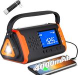 4000mAh Emergency Crank Radio with NOAA/AM/FM, Digital Battery Radio with LCD, Aux, LED Flashlight, SOS Alarm for Home Power Failure & Outdoor, Hurricanes, Tornadoes