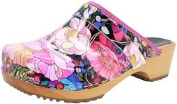 Bjork Maja Wood Open Back Leather Clogs, Isa, 8-8.5