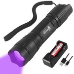 ULTRAFIRE UV Torch 395nm LED Blacklight, Stepless Dimming UV Lamp with Rechargeable Battery and Charger, Zoomable Ultraviolet Light for Curing Resin, Pet Urine Stain, 501UV