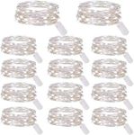 ABSOFINE Fairy String Lights 14Pcs Battery Operated String Lights 10Ft 30LED Copper Wire Lights Moon Lights for Christmas Party Centerpieces Decorations, Cool White