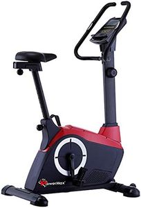 PowerMax Fitness BU-800 Magnetic Upright Bike for Home use, 6kg flywheel, 110kg max User Weight, 8 Level Tension, 3pcs Crank, Multiconsole LCD Display, Hand Pulse Sensor, Adjustable seat, iPad Holder