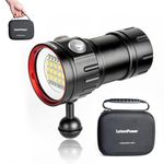 LetonPower Sealion B15 Dive Light 8000 Lumens Underwater Flashlight with Multiple Light Modes, LED, Aluminum Body, 80m Waterproof for Scuba Diving, Underwater Video & Photography