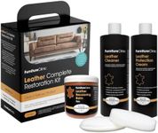Furniture Clinic Leather Complete Restoration Kit | with Leather Recoloring Balm, Cleaner, 2-in-1 Protection Cream & Conditioner, Sponge, and Cloth | Leather Repair Kit for Furniture (Tan)