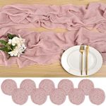 10 Pack Cheesecloth Table Runner, 80*300cm Old Pink Cheese Cloth Table Runner Rustic Boho Gauze Tablecloth Romantic Wedding Table Runner Table Decor for Kitchen Dining Bridal Shower Party