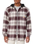 Carhartt Men's Rugged Flex Relaxed Fit Flannel Fleece Lined Hooded Shirt Jac Work Utility Button, Malt, XXL