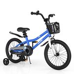 BABY JOY Kids Bike, 18 Inches Children Bikes for Boys Girls Age 3-8 Years w/Training Wheels, Handbrake, Coaster Brake & Removable Basket, Kids Bicycle of Multiple Colors