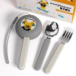 Bentoheaven Kids Travel Utensils with Case, Food-Grade Stainless Steel & BPA-Free Plastic, Travel Kid Cutlery Set, Dishwasher Safe Fork, Spoon & Case, Reusable Flatware, Silverware for Kids (Bulldog)