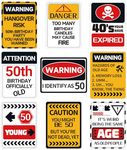 HOMANGA 50th Birthday Party Wall Decorations, 9Pcs Funny Wall Signs for 50 Years Old Party Decor, Funny 50th Birthday Caution Signs on Door Windows Yard Garden, 50th Party Supplies