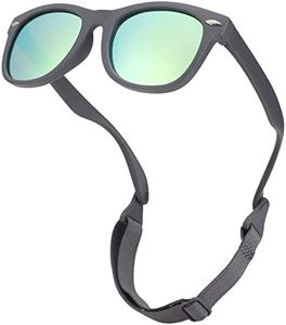 COASION Bendable Flexible Polarized Baby Sunglasses with Strap for Newborn Infant Boys Girls Age 0-24 Months CA9018 (Matte Gray/Gold Mirror)