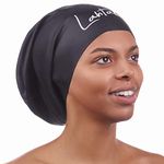 Swimming Cap for Long Hair - Extra Large Swimming Cap - Long Hair Swim Cap for Women Men Adults - Waterproof Silicone Swimming Hat - Dreadlocks - Bathing Cap (Black XL)