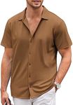 COOFANDY Mens Short Sleeve Button Down Shirts Casual Wrinkle Free Summer Beach Shirt