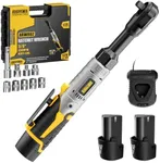 ALLOYPOWER 3/8" Cordless Ratchet Wrench Set, 60FT-LBS(80N.m) Electric Ratchet, 12V Extended Power Ratchet Wrench with Variable Speed, 6 Sockets, LED Light, 1/4" Adapter,1/2" Adapter,2 Batteries