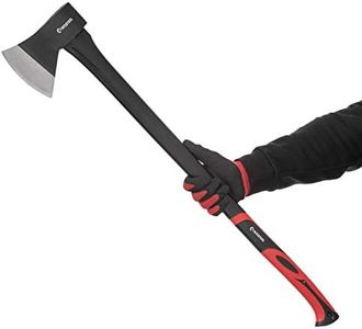 INTERTOOL 36” Wood Chopping Axe, 2.8 Lbs, Long Tree Felling Ax, Firewood Cutting, Shock Absorbing Fiberglass Anti-Slip Handle with Blade Cover HT-0264