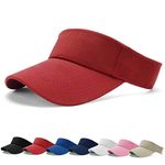 BLURBE Sun Visor Cap - Women Ponytail Baseball Cap, Sport Outdoor Plain Visor Cap, Adjustable Twill Golf Tennis Visor Hats for Men Wine