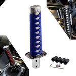 RYANSTAR Gear Shift Knob Sword Shift Knobs Katana Samural Shift Gear Lever Universal Compatible with Manual Cars Most Automatic Cars with 4 Adapters Blue+White