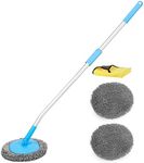 BlueFire 64'' Car Wash Brush Mop, Car Wash Cleaning Mop, 180° Rotatable Wet and Dry Dual Use Cleaning Tool with Long Handle Kit for Washing Detailing Cars Truck, SUV, RV, Trailer(Blue)