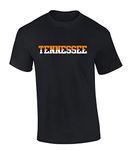 Mens Tennessee Tshirt TN Two Tone Orange and White Football Sports Fan Short Sleeve T-Shirt Graphic Tee, Black, Medium