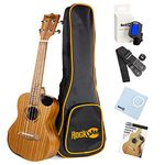 RockJam Premium Soprano Ukulele Kit with Tuner, Gig Bag, Strap, Picks & Spare Strings, 4, Natural, Full (RJUK-712S-N)