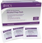 HCS Large Alcohol Prep Pads - 70% Isopropyl Alcohol Wipes, Individually Wrapped - 2 ply, Textured - Skin Prep Alcohol Swabs - Sterile Alcohol Pads (1000/Case, Large)