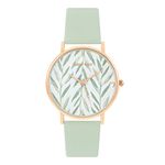 Joker & Witch Very Leafy White Dial Green Faux Leather Analogue Watch for Women