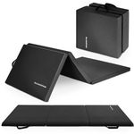 BalanceFrom 2 Inch Thick Tri-Fold Folding Exercise Mat with Carrying Handles for MMA, Gymnastics and Home Gym Protective Flooring (Black)