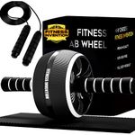 Ab Roller Wheel - 3-in-1 AB Roller Kit with Premium Jump Rope, Knee Pad - Ab Wheel Roller for Home Gym - Speed Jump Rope - Abs Roller Wheel for Core - Ab Wheel Workout Equipment
