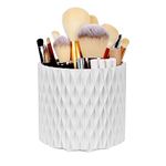 WAFJAMF Makeup Organiser Brush Holder 360 Rotating Cosmetics Organizer Large Capacity Storage Box for Vanity Desktop Bathroom Countertop 5 Slot Makeup Brushes Container - Classic Style – White