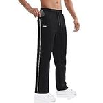 BROKIG Mens Jogging Sweatpants with Pocket Open Bottom Loose Casual Workout Athletic Gym Joggers Sweat Pants Men(Black,Medium)