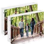 2 Pack Magnetic Acrylic Picture Frames 6x8 inch,Clear Frameless Acrylic Photo Frame,Floating Double Side Displya Picture Frame for Tabletop,Cadre Magnetique Acrylic Frames 6x8 inch