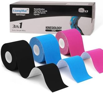 LiangMai Bande de kinésiologie de sport pour les muscles, 3 rouleaux de 5cm x 5m de Tape Kinesiologie, imperméable & élastique Sport tape - bande douce pour la peau pour genoux épaules coudes