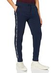 Tommy Hilfiger - Men's Joggers - Repeat Logo Tape Joggers For Men - Drawstring Waistband Elastic - Pockets - Organic Cotton - Navy Blazer - Size L