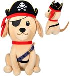 WinnerWhy Halloween Plush Dog 9 Inch Huggable Stuffed Animal Soft Plush Dog Giant Stuffed Puppy with Pirate Hat Plush Pillow Animal Dolls for Birthday Gifts Halloween Party Sofa Decoration