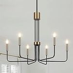 ZemSum Modern Chandelier, 6 Lights Black and Gold Chandeliers Ceiling Lights Farmhouse Dining Room Ceiling Light Fixtures Ceiling Hanging, Rustic Pendant Lights for Kitchen Island