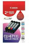 Genuine Canon CLI-671XL Cyan+Magenta+Yellow+Black Value Pack