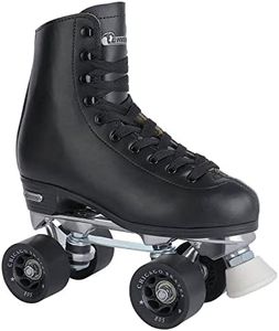 CHICAGO SKATES Men's Premium Leather Lined Rink Roller Skate - Classic Black Quad Skates - Size 8
