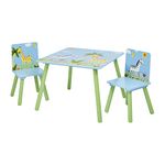 Liberty House Toys Wooden Safari Table and Two Chair Set, Engineered Wood, Blue, 40cm H W x 60cm D