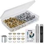 Vastar Grommet Tool Kit, 100 Sets 1/2 Inch Grommets Eyelets Kit with 3Pcs Installation Tools for Fabric, Canvas, Curtain, Clothing, Leather