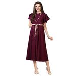 QIQI Women's Crepe A-Line Standard Length Casual Dress (md69_Eggplant Purple_XL)