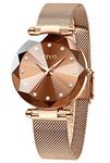 CIVO Womens Watch, Waterproof Ladies Watch, Analog Quartz Wrist Watches for Women Rose Gold Stainless Steel Mesh Strap Elegant Dress Designer Womens Watches Diamond Timescale Dial