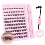 Parriparri Cluster Lashes Kit 120pcs Manga Individual Lashes with Bond and Seal D Curl Lashes Extensions Natural Look 8-16mm Wispy False Eyelashes Fluffy DIY Eyelash Extension with Glue