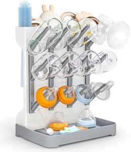 GoMaihe Baby Bottle Drying Rack: Space Saving Vertical Bottle Dryer Holder - Baby Accessories Storage Stand Organize Brushes Pacifiers on Countertop - BPA-Free - Gray