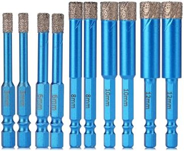 FASTVENIENT Diamond Drill Bits Set 10pcs Tile Hole Saw Diamond Hole Saw with 1/4 Inch Quick Change Hex Shank for Glass Ceramic Porcelain Tiles Marble Brick Granite Quartz Pots Acrylic